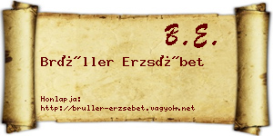 Brüller Erzsébet névjegykártya